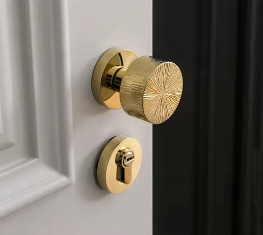 Solid Brass Interior Door Mortise Lock Handle Set/Gold MCM Style Mortise Door Knob Set/Interior Brass Door Hardware/Brass Door Furniture