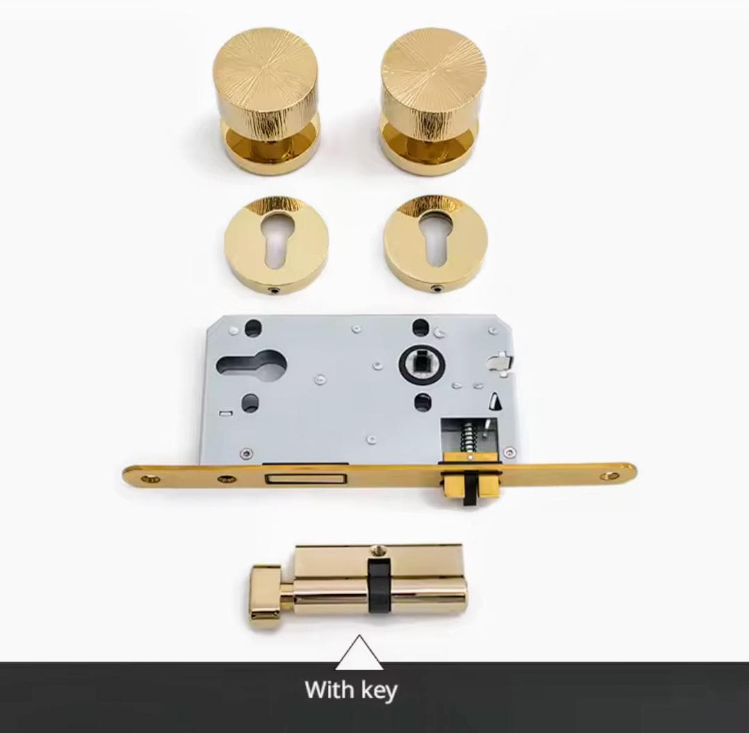 Solid Brass Interior Door Mortise Lock Handle Set/Gold MCM Style Mortise Door Knob Set/Interior Brass Door Hardware/Brass Door Furniture