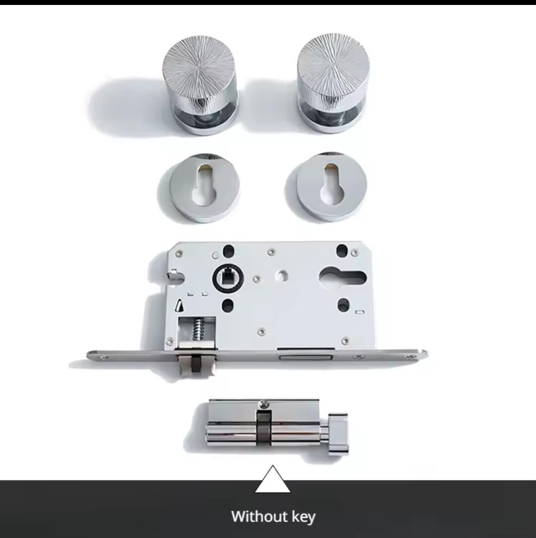 Silver Chrome Interior Door Mortise Lock Handle Set/Silver MCM Style Mortise Door Knob Set/Interior Brass Door Hardware/Brass Door Furniture