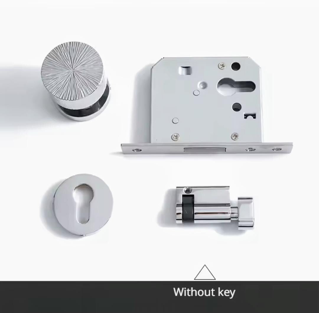 Silver Chrome Interior Door Mortise Lock Handle Set/Silver MCM Style Mortise Door Knob Set/Interior Brass Door Hardware/Brass Door Furniture
