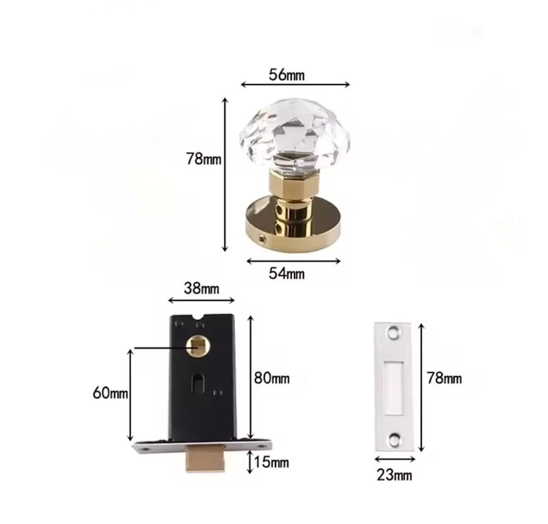 Large Crystal Interior Door Mortise Lock Handles/Luxury Interior Door Knobs/Crystal Door Handles/Crystal Furniture Hardware/Interior Handles