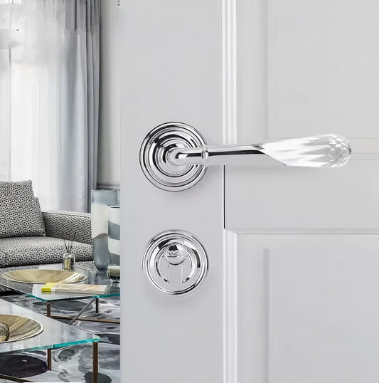 Quartz Crystal Interior Door Mortise Lock Handle Set/Luxury Interior Door Knob Set/Interior Gemstone Door Hardware/Brass Door Furniture