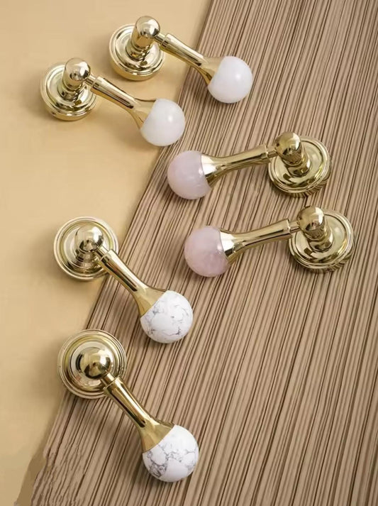Gold Brass Crystal Interior Door Mortise Lock Handle Set/Luxury Interior Door Knob Set/Interior Gemstone Door Hardware/Brass Door Furniture
