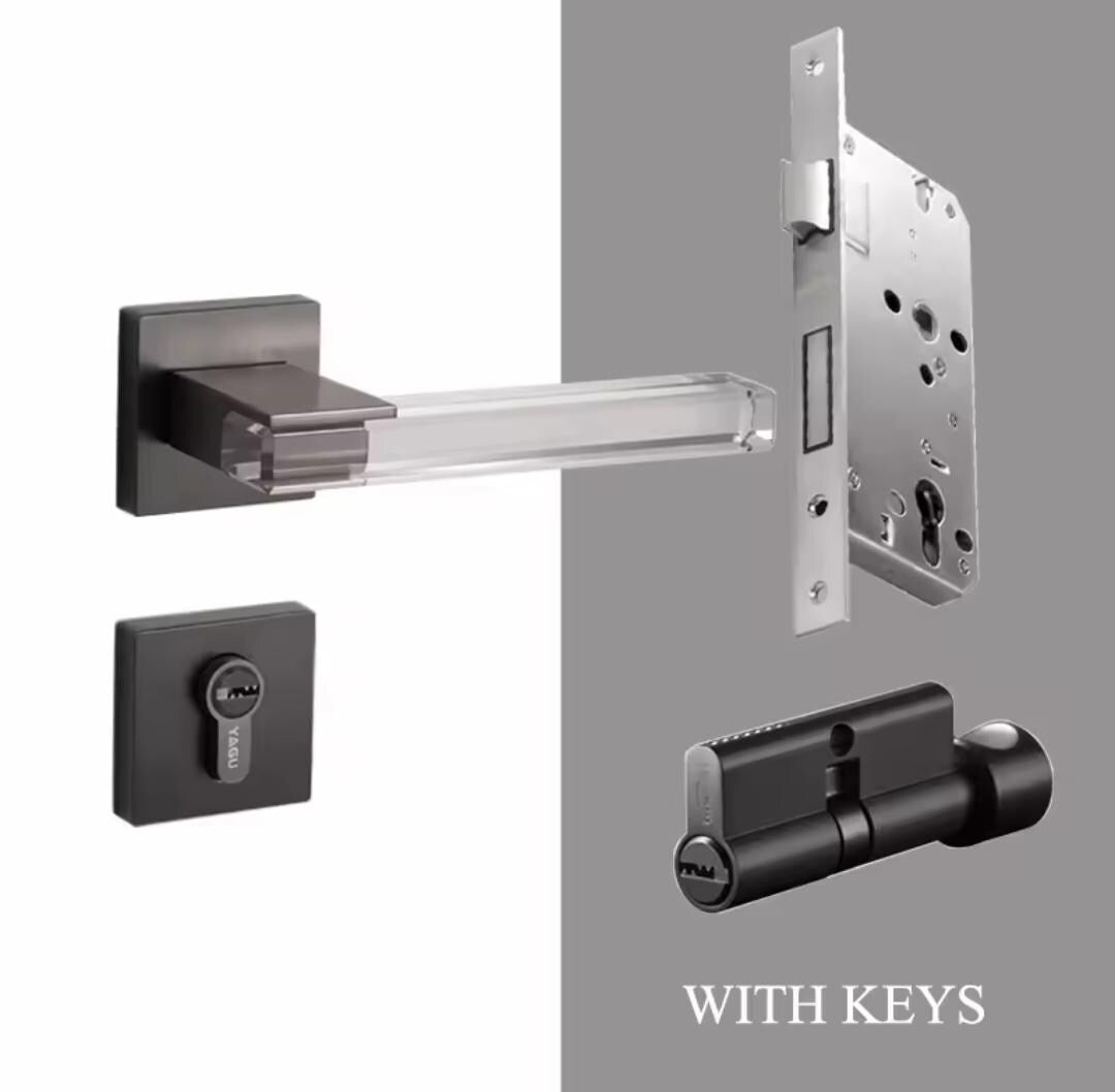 Modern Crystal Interior Door Mortise Lock Handle Set/Luxury Interior Door Knob Set/Interior Gemstone Door Hardware/Brass Door Furniture