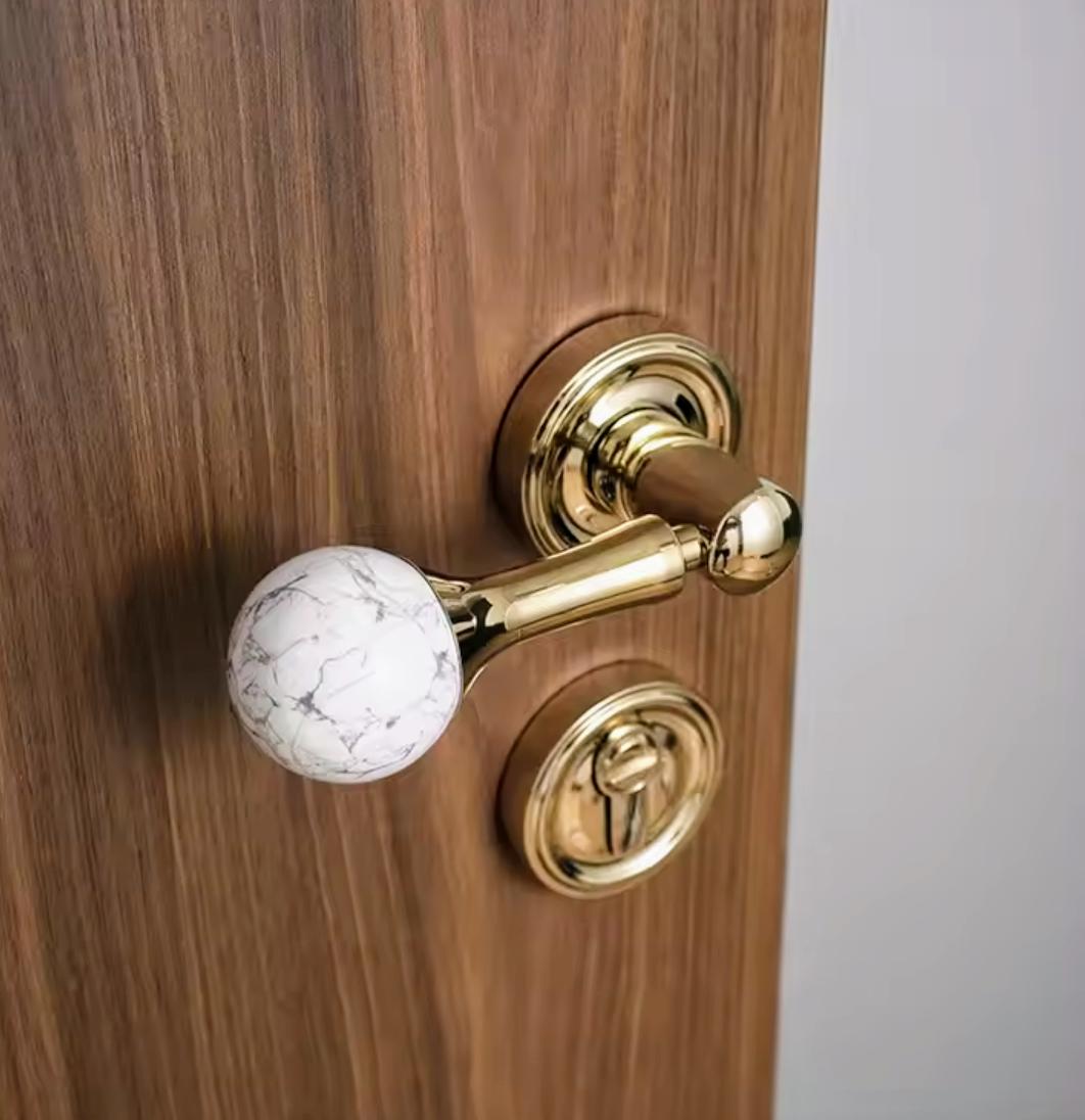 Gold Brass Crystal Interior Door Mortise Lock Handle Set/Luxury Interior Door Knob Set/Interior Gemstone Door Hardware/Brass Door Furniture