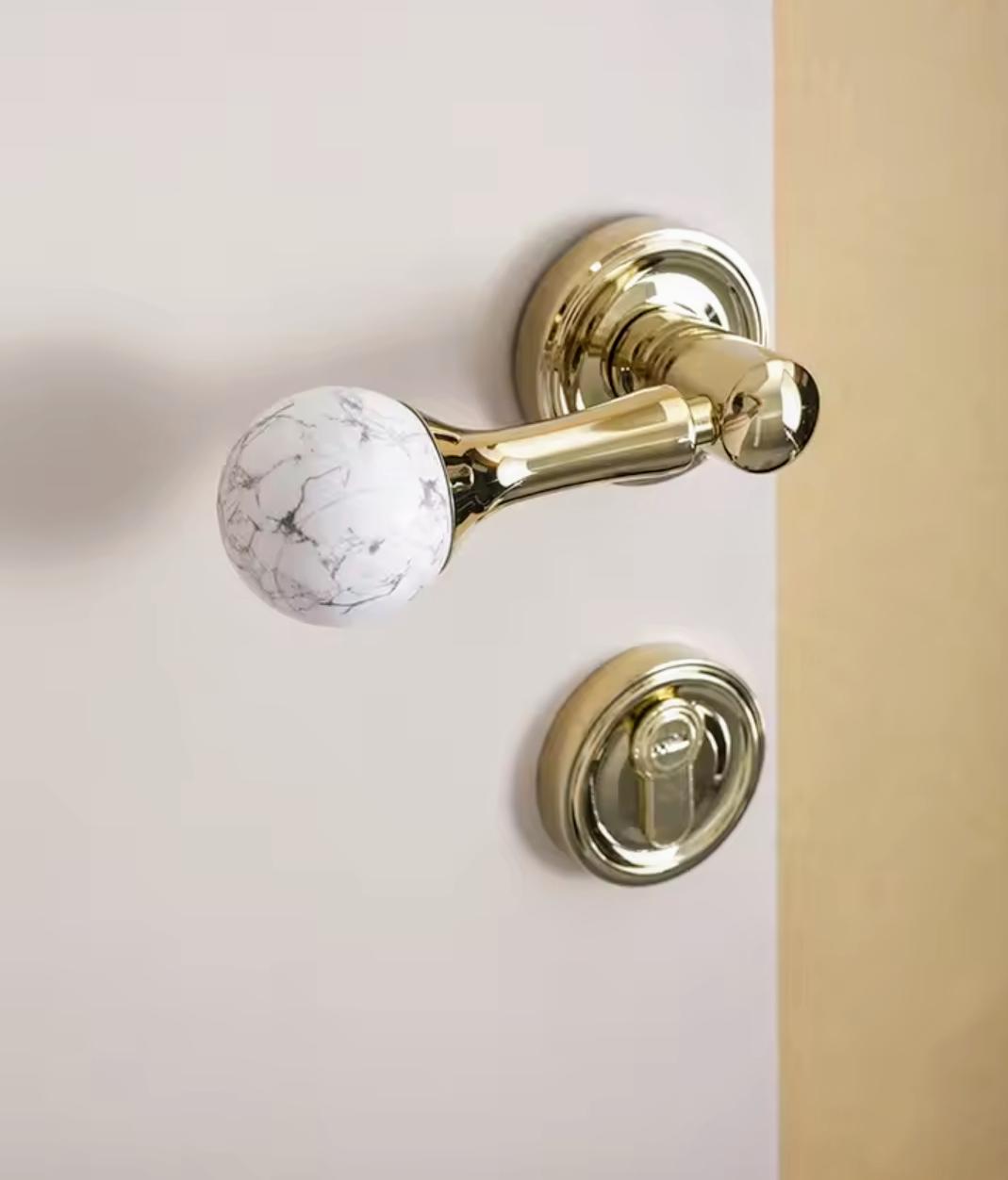 Gold Brass Crystal Interior Door Mortise Lock Handle Set/Luxury Interior Door Knob Set/Interior Gemstone Door Hardware/Brass Door Furniture