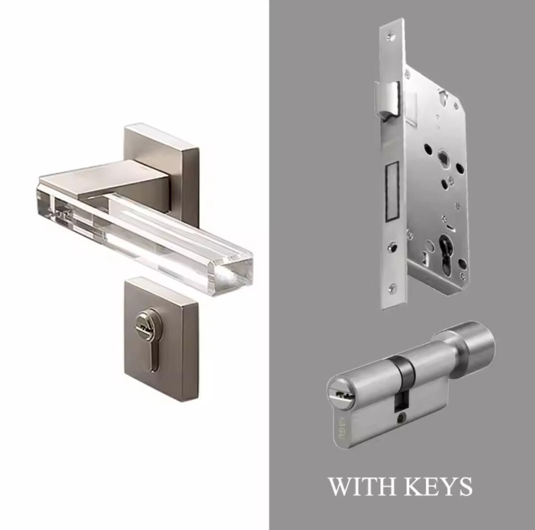 Modern Crystal Interior Door Mortise Lock Handle Set/Luxury Interior Door Knob Set/Interior Gemstone Door Hardware/Brass Door Furniture
