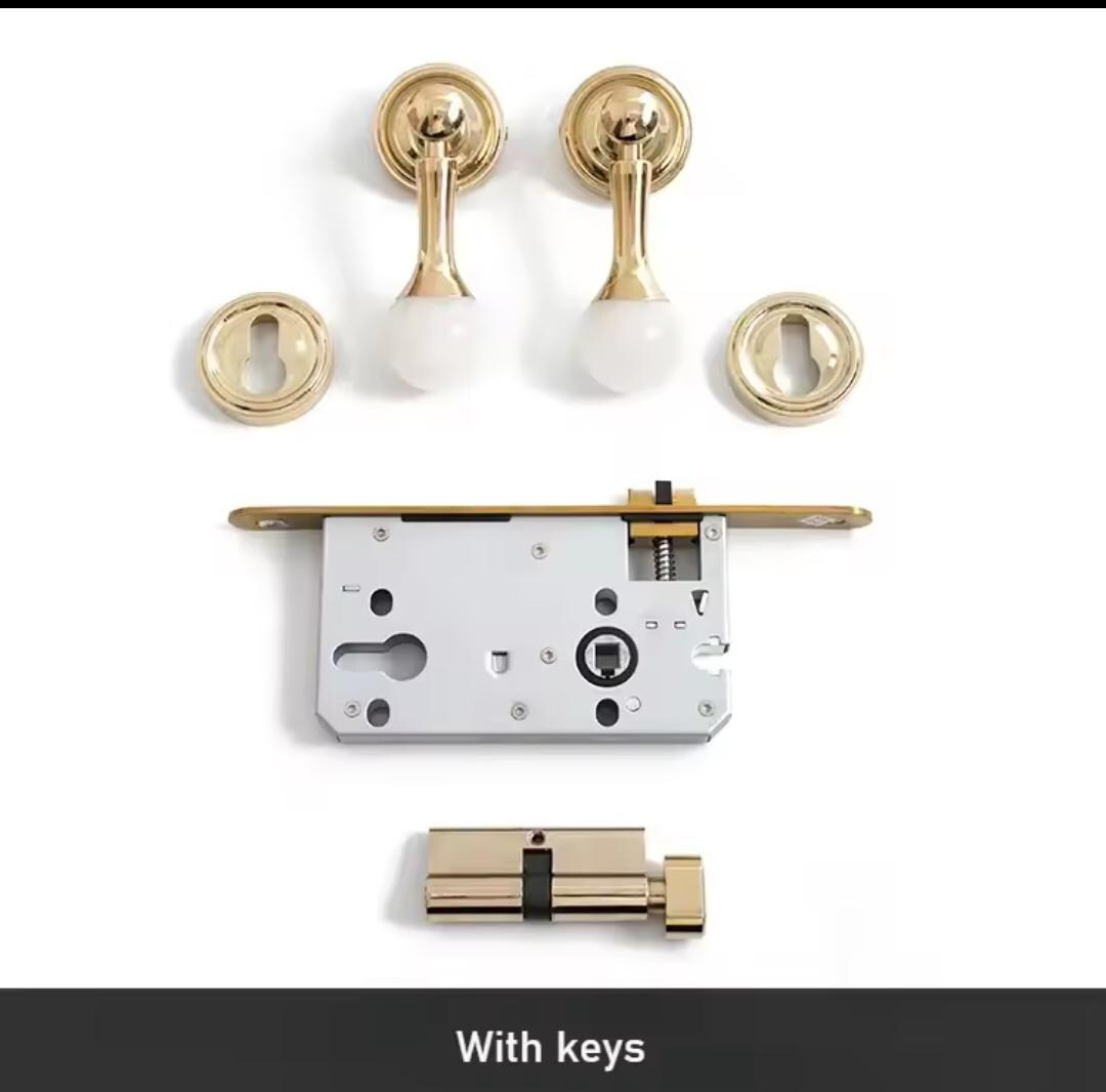 Gold Brass Crystal Interior Door Mortise Lock Handle Set/Luxury Interior Door Knob Set/Interior Gemstone Door Hardware/Brass Door Furniture
