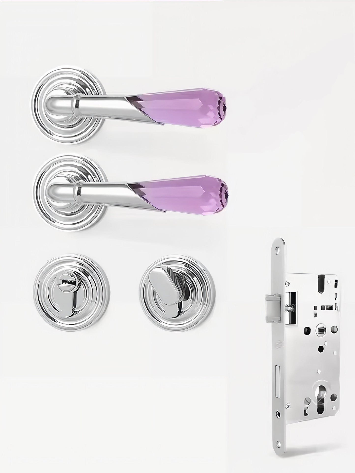 Quartz Crystal Interior Door Mortise Lock Handle Set/Luxury Interior Door Knob Set/Interior Gemstone Door Hardware/Brass Door Furniture