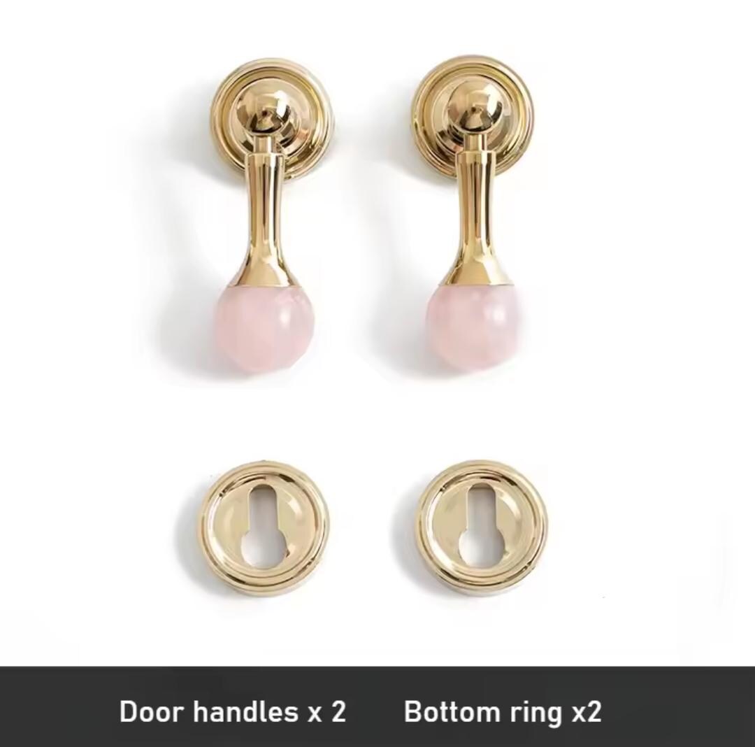Gold Brass Crystal Interior Door Mortise Lock Handle Set/Luxury Interior Door Knob Set/Interior Gemstone Door Hardware/Brass Door Furniture