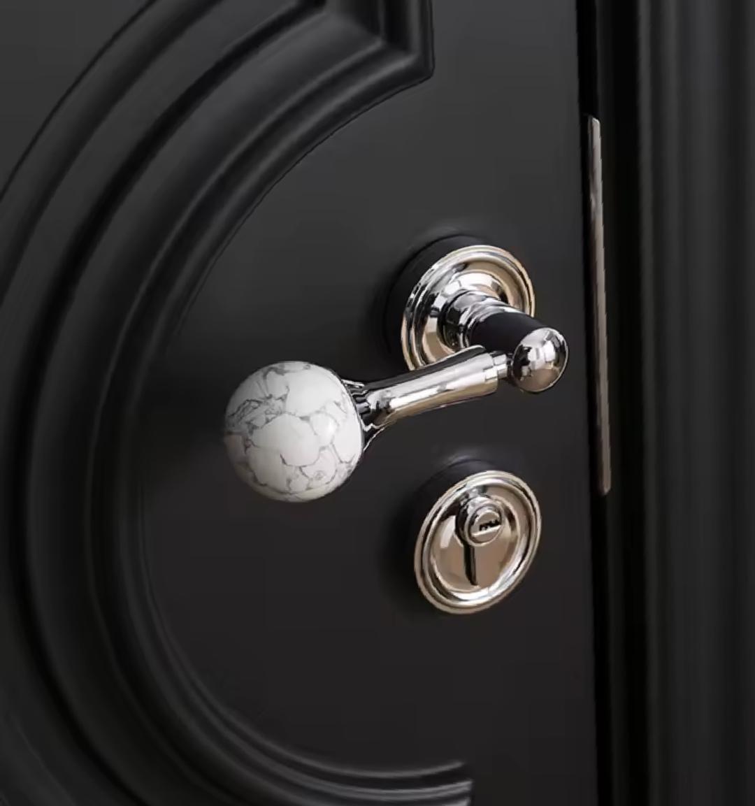 Silver Crystal Interior Door Mortise Lock Handle Set/Luxury Interior Door Knob Set/Interior Gemstone Door Hardware/Brass Door Furniture