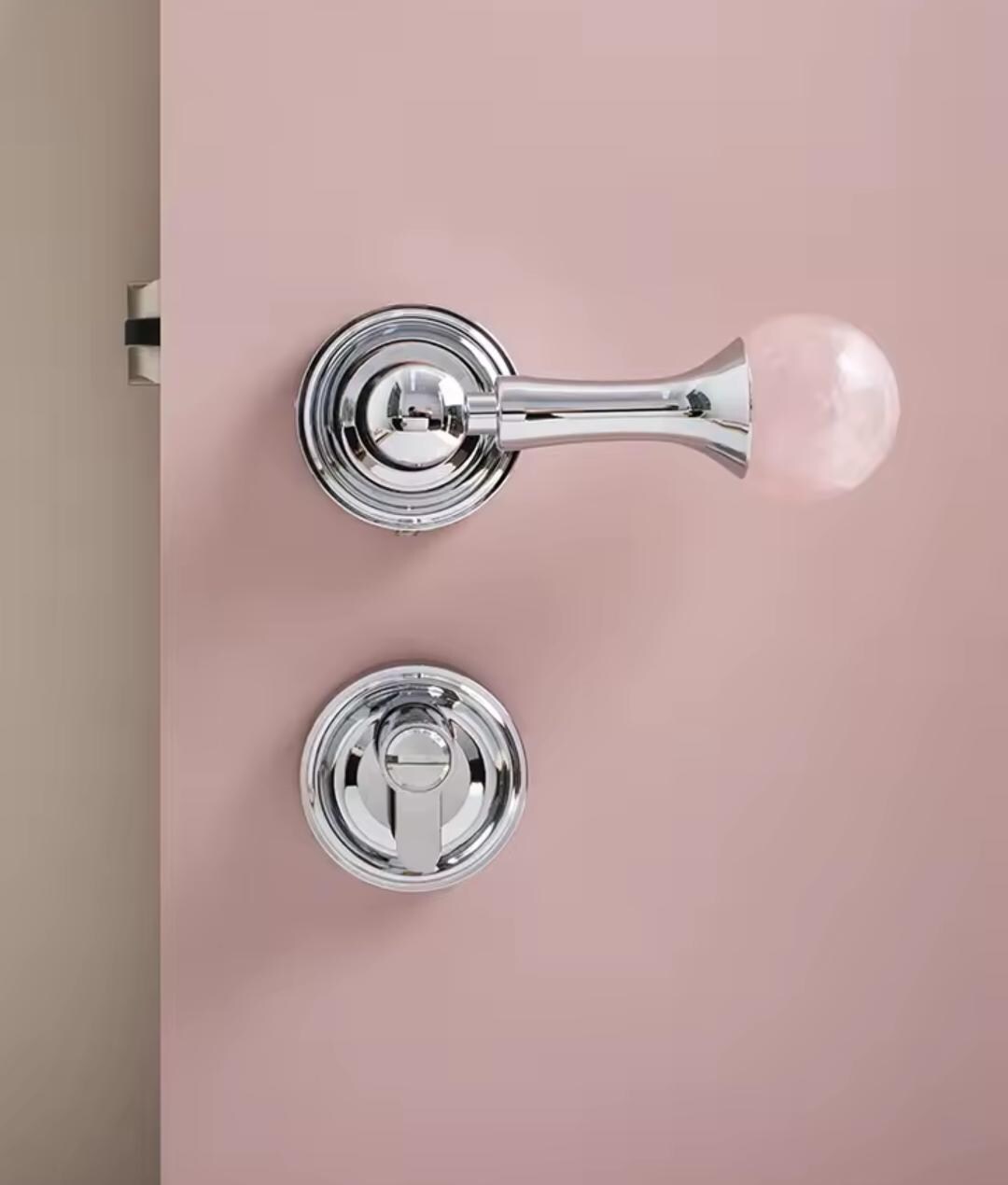 Silver Crystal Interior Door Mortise Lock Handle Set/Luxury Interior Door Knob Set/Interior Gemstone Door Hardware/Brass Door Furniture