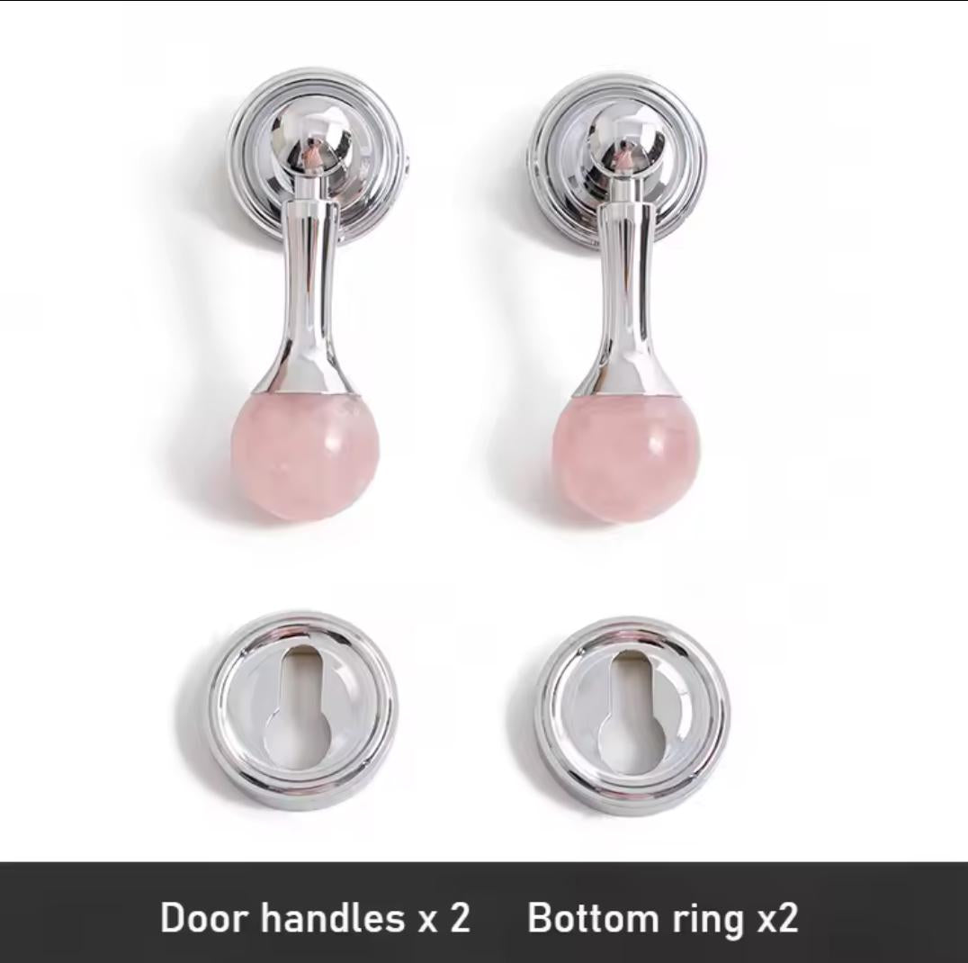 Silver Crystal Interior Door Mortise Lock Handle Set/Luxury Interior Door Knob Set/Interior Gemstone Door Hardware/Brass Door Furniture