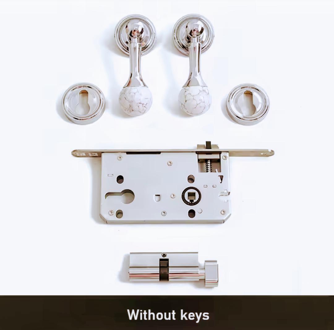 Silver Crystal Interior Door Mortise Lock Handle Set/Luxury Interior Door Knob Set/Interior Gemstone Door Hardware/Brass Door Furniture
