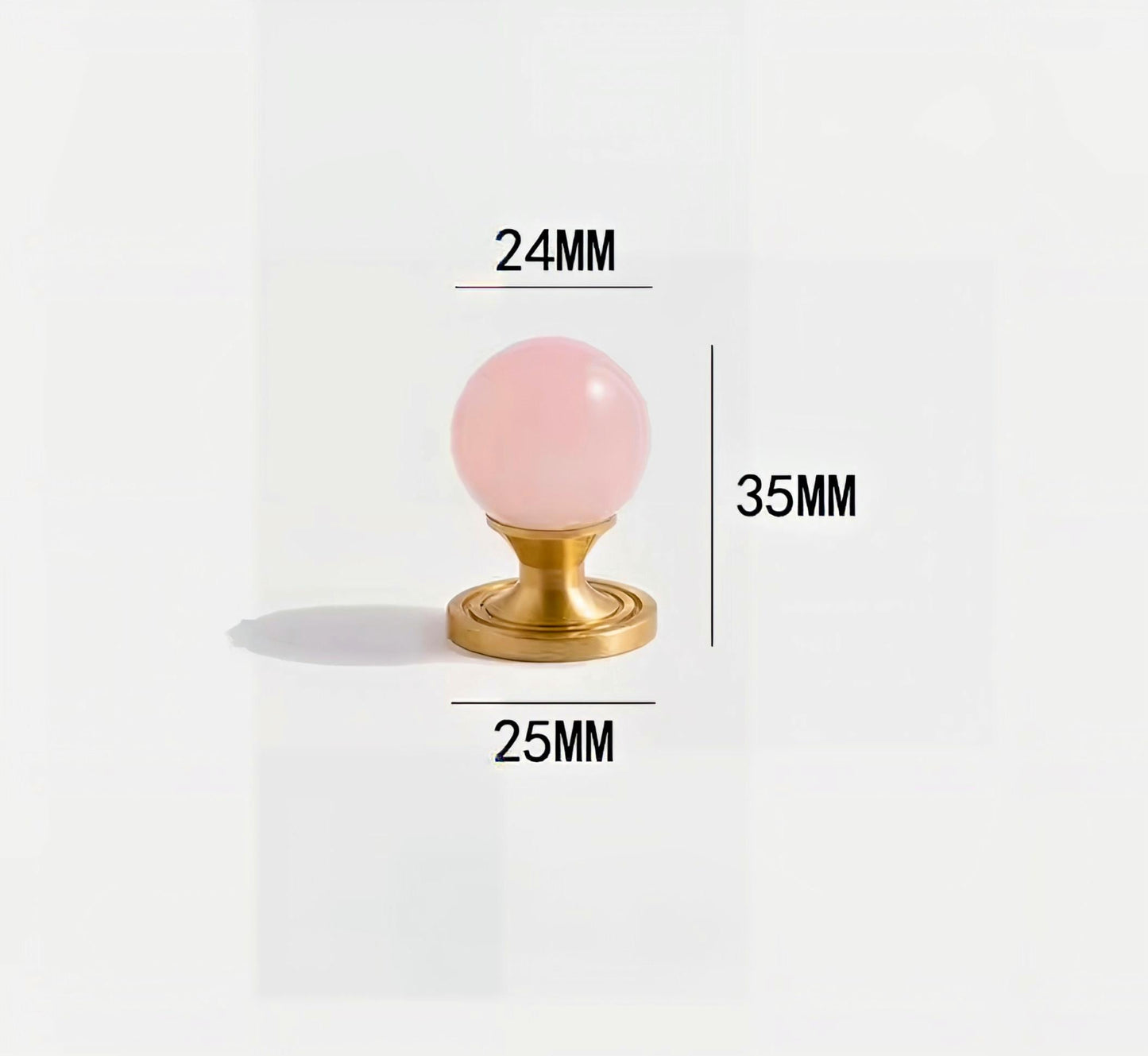 Brass & Pink Quartz Crystal Cabinet Handle: Bubble Style Drawer Pull