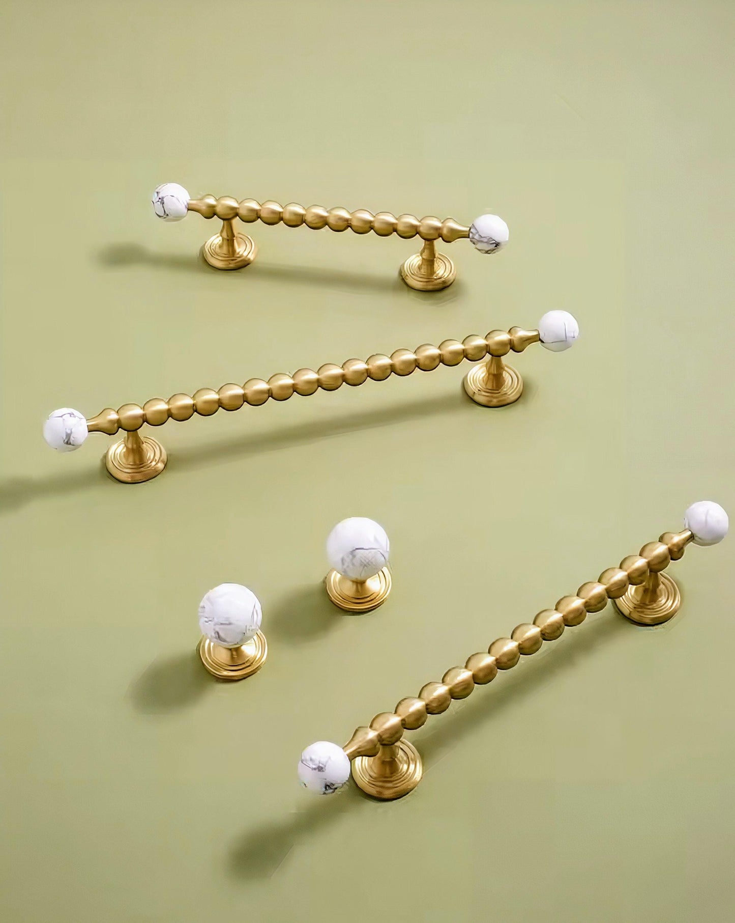 White marble and gold brass cabinet Handle: Bubble Style Drawer Pull modern hardware
