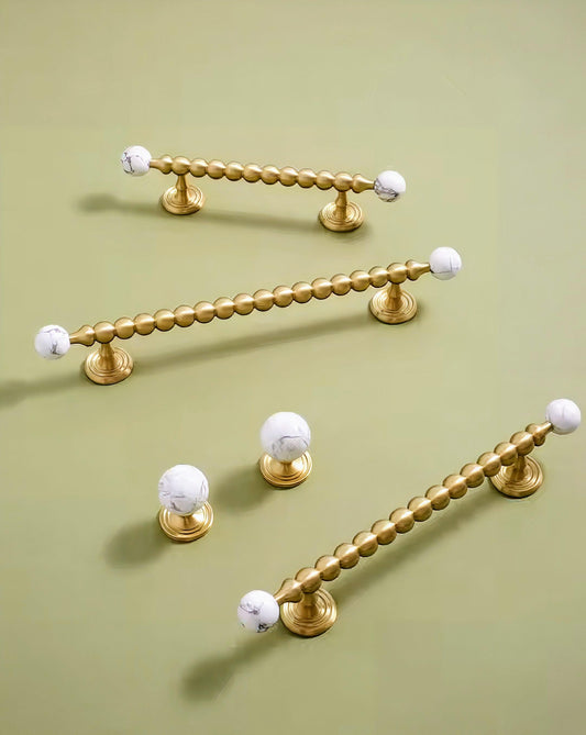 White marble and gold brass cabinet Handle: Bubble Style Drawer Pull modern hardware