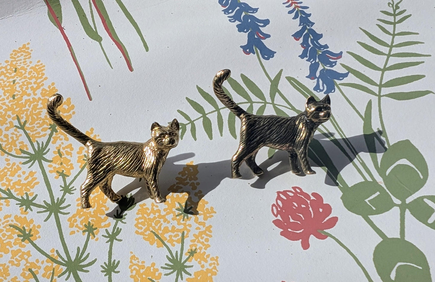 Solid Gold Brass Cat Kitten Cabinet Pull: Quirky Furniture Hardware Unique door knob