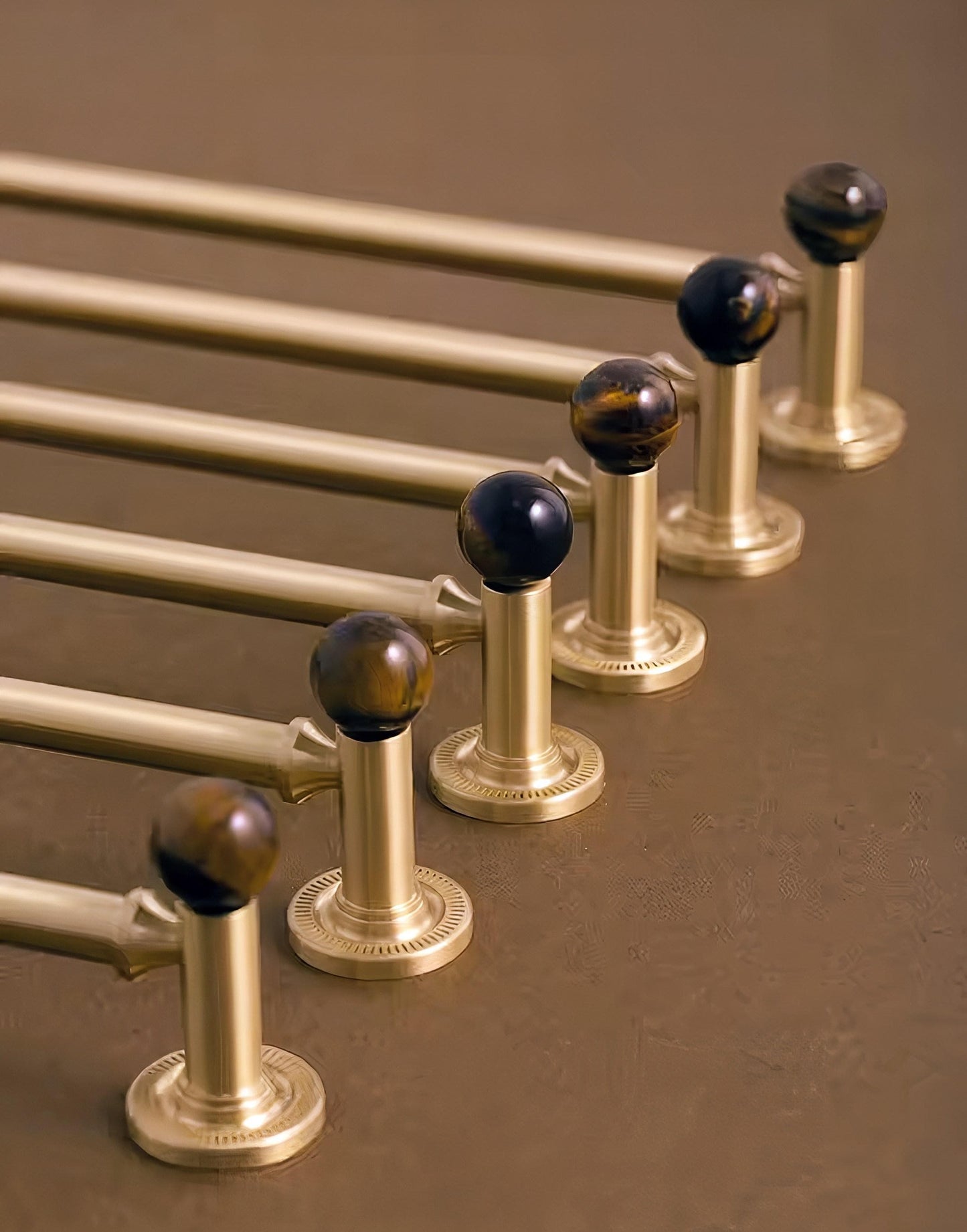 Tiger Eye Gemstone Brass Cabinet Handle: Luxury Gold Drawer Pull