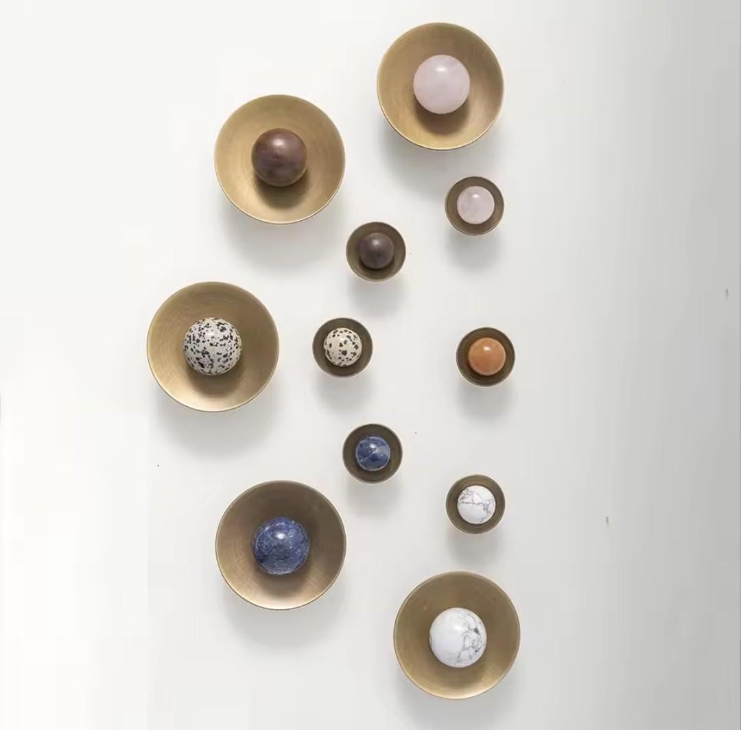 Atomic Style Bronze and Gemstone Drawer Handle: Mid-Century Modern Cabinet Pull