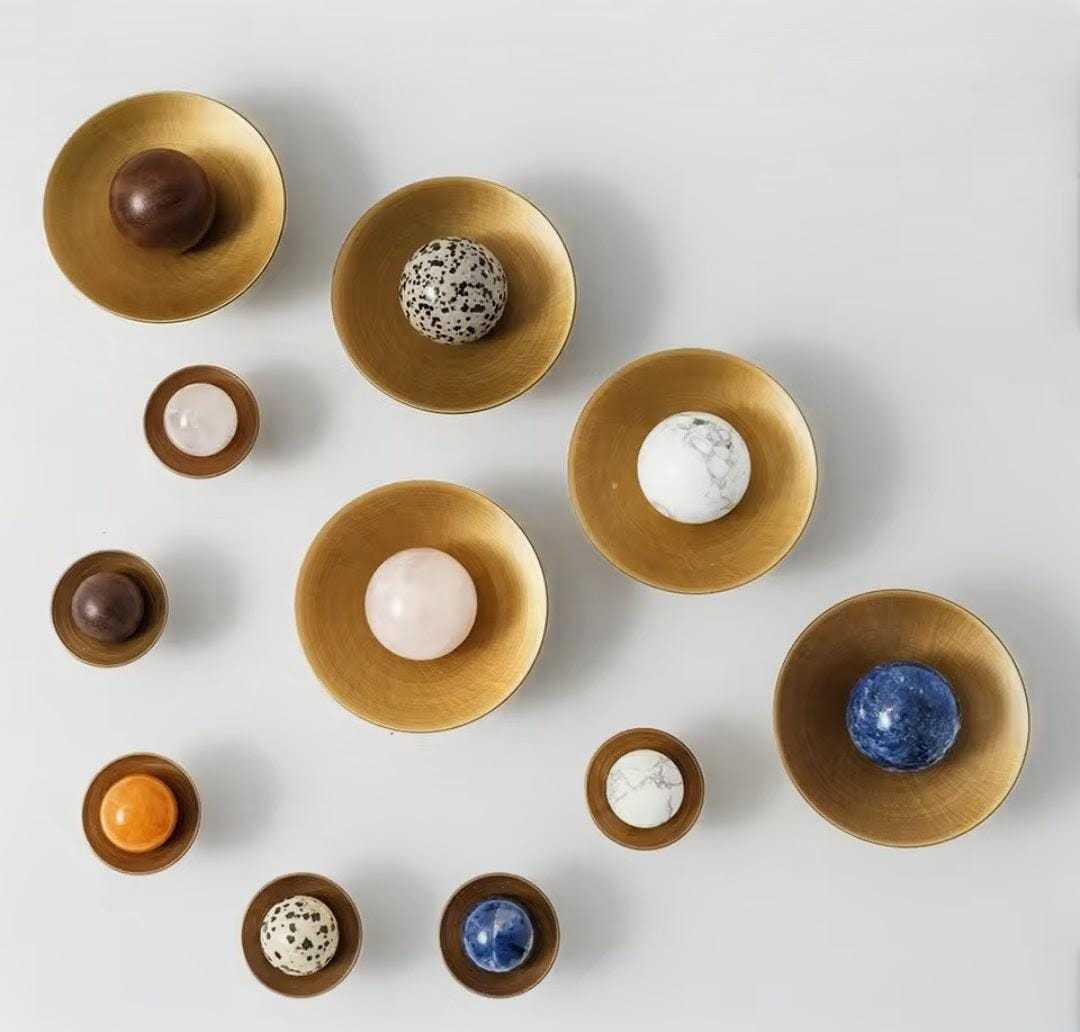 Atomic Style Bronze and Gemstone Drawer Handle: Mid-Century Modern Cabinet Pull