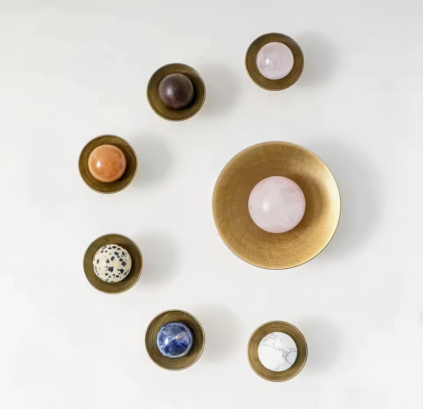 Atomic Style Bronze and Gemstone Drawer Handle: Mid-Century Modern Cabinet Pull