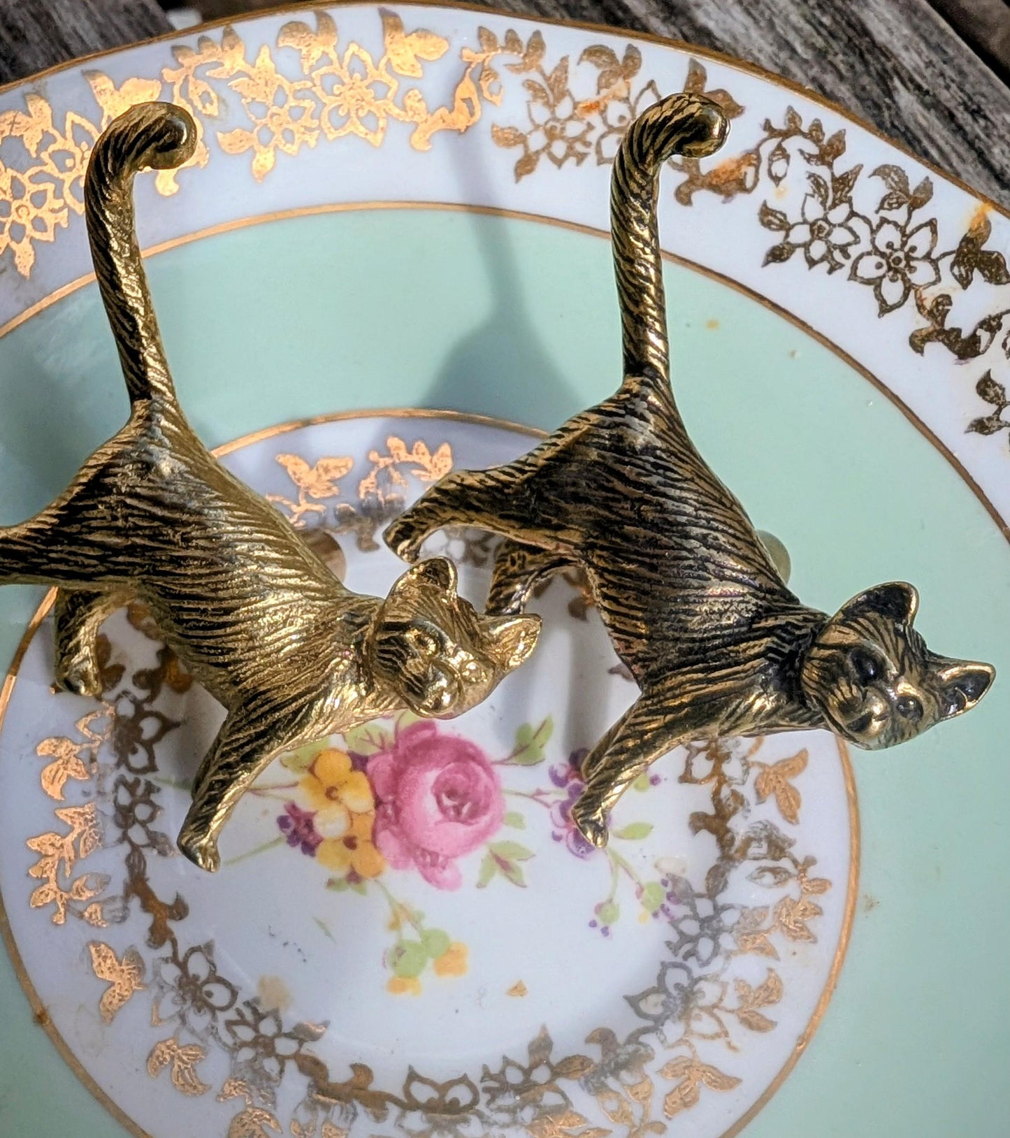 Solid Gold Brass Cat Kitten Cabinet Pull: Quirky Furniture Hardware Unique door knob