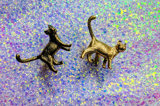 Solid Gold Brass Cat Kitten Cabinet Pull: Quirky Furniture Hardware Unique door knob