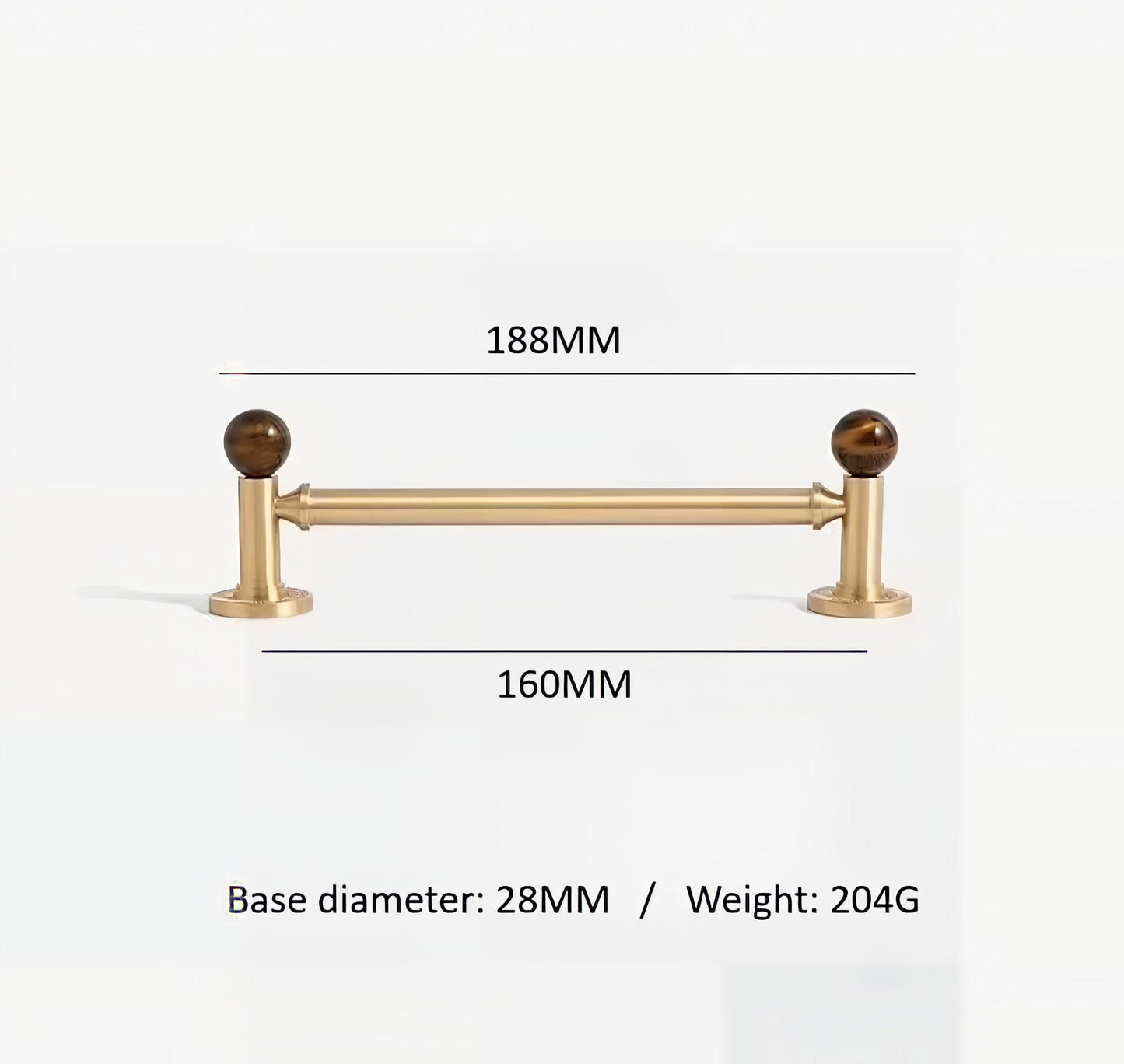 Tiger Eye Gemstone Brass Cabinet Handle: Luxury Gold Drawer Pull