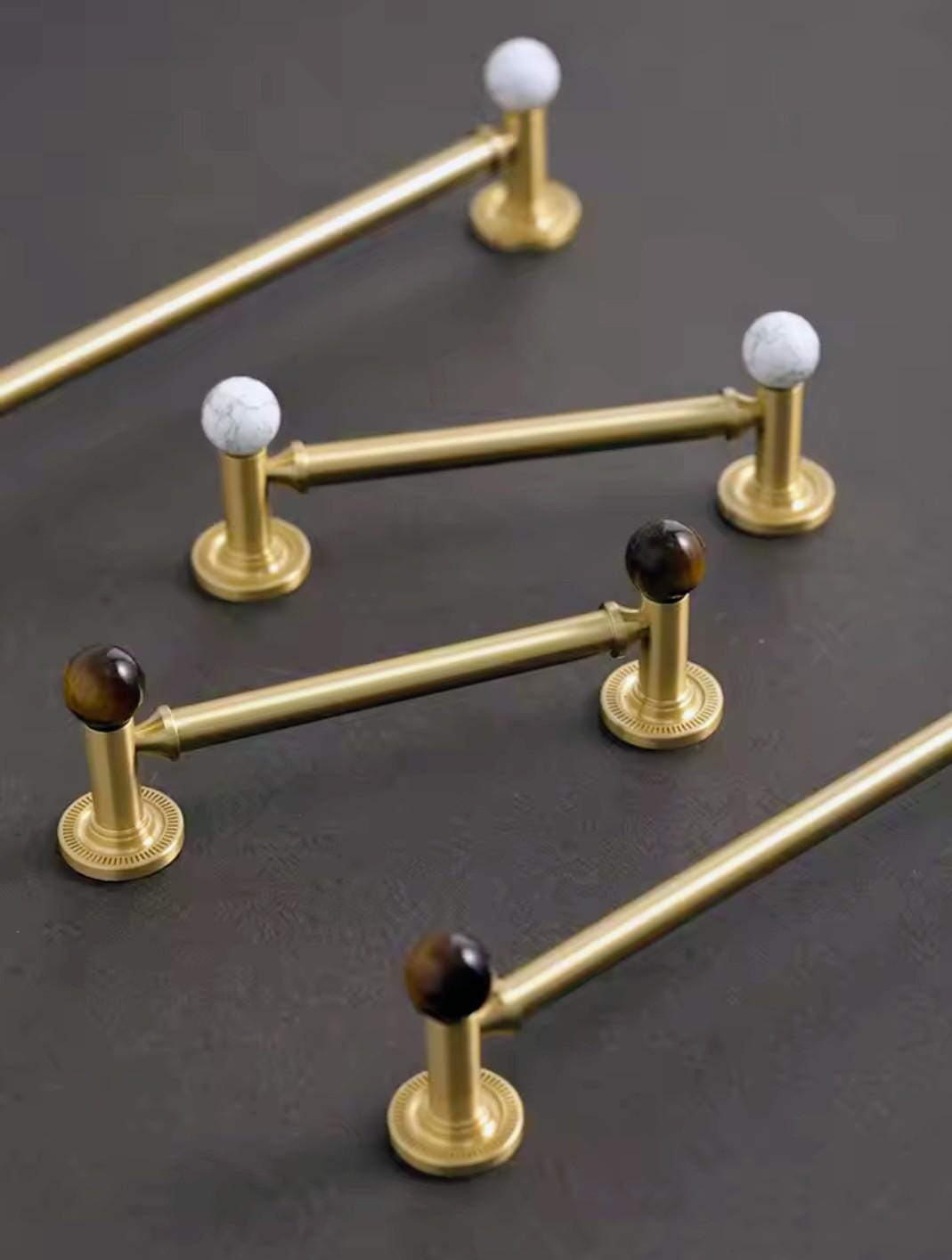 Marble & Brass Cabinet Handle: Luxury Drawer Pull