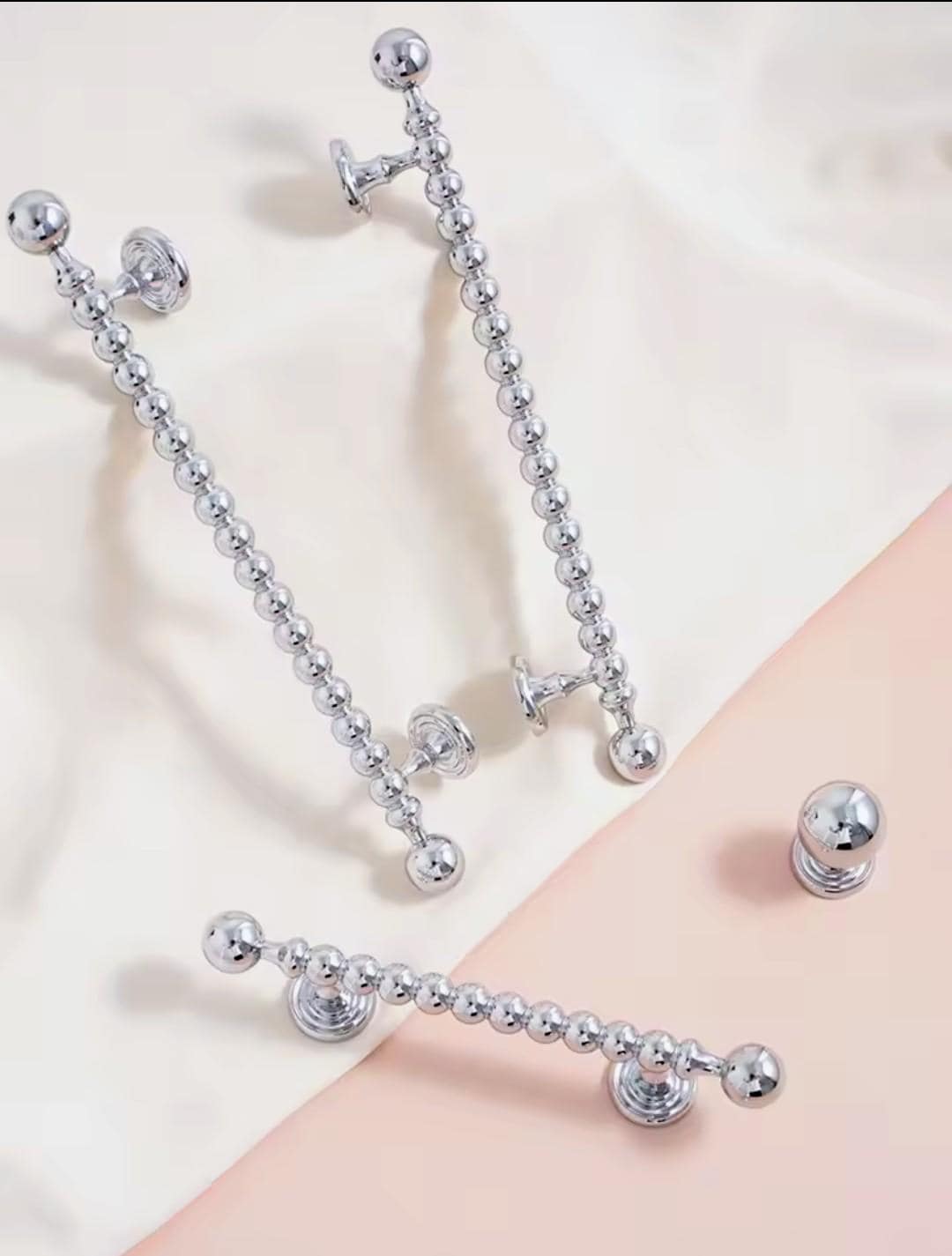 Silver Chrome coated brass cabinet Handle: Bubble Style Drawer Pull modern hardware